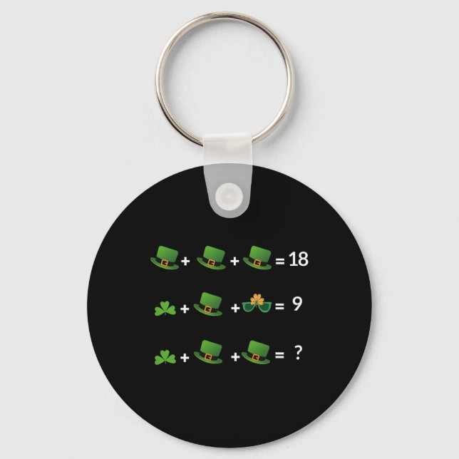 Math Equation Funny St Patricks Day Teacher  Keychain (Front)