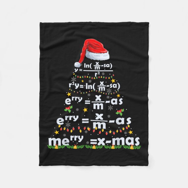 Math Equation Merry X-mas Funny Math Teacher Chris Fleece Blanket (Front)