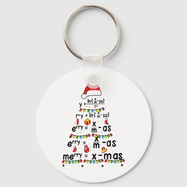 Math Equation Merry X-mas Funny Math Teacher Chris Keychain (Front)