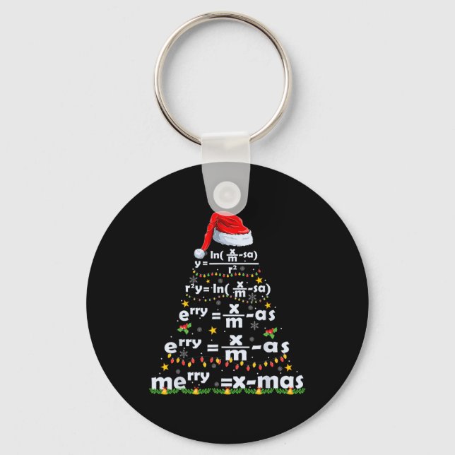Math Equation Merry X-mas Funny Math Teacher Chris Keychain (Front)