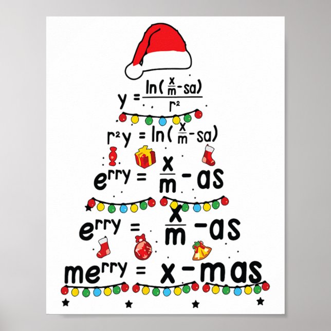 Math Equation Merry X-mas Funny Math Teacher Chris Poster (Front)