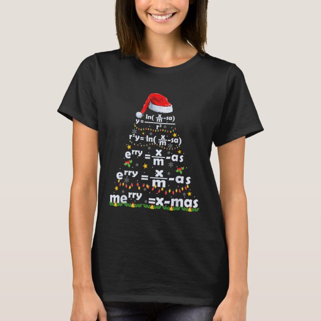 Math Equation Merry X-mas Funny Math Teacher Chris T-Shirt (Front)