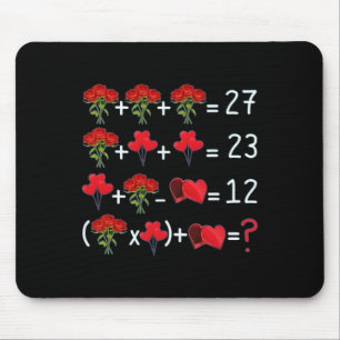 Math Equation Roses Lloons Chocolates Funny Valent Mouse Pad