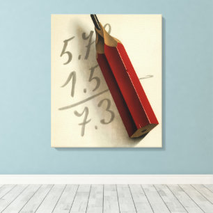 Math Equation with Red Pencil, Vintage Business Canvas Print
