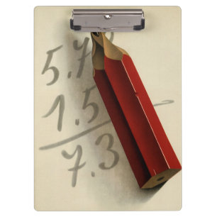 Math Equation with Red Pencil, Vintage Business Clipboard