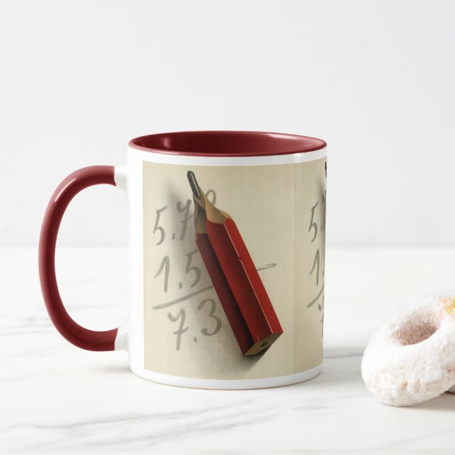 Math Equation with Red Pencil, Vintage Business Mug (With Donut)