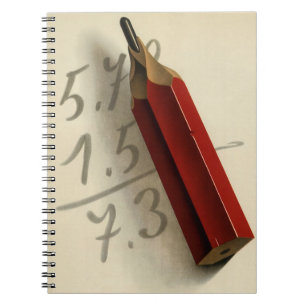 Math Equation with Red Pencil, Vintage Business Notebook