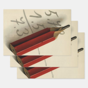 Math Equation with Red Pencil, Vintage Business Wrapping Paper Sheet