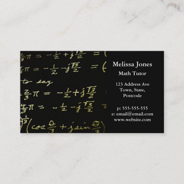 Math equations blackboard maths tutor / teacher business card (Front)