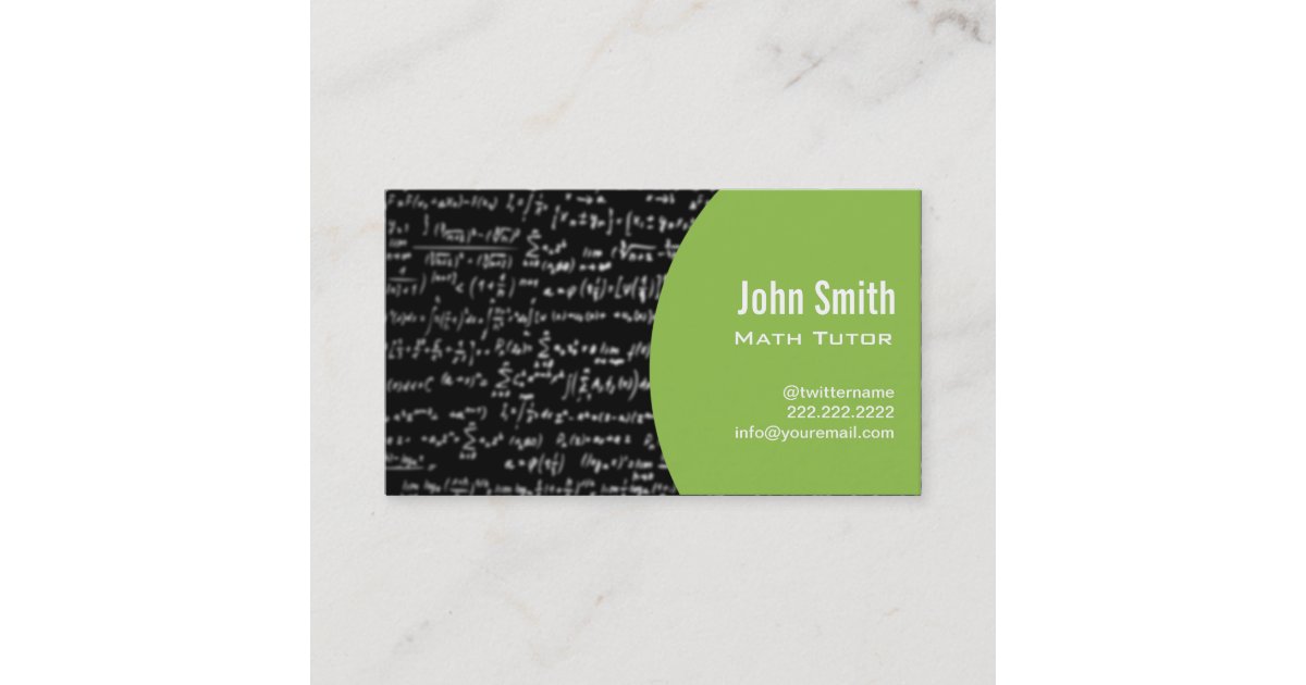 Math Equations Math Tutor Business Card (green) | Zazzle.ca