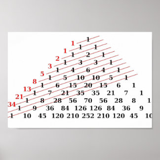 MATH Fibonacci numbers Pascals triangle Poster