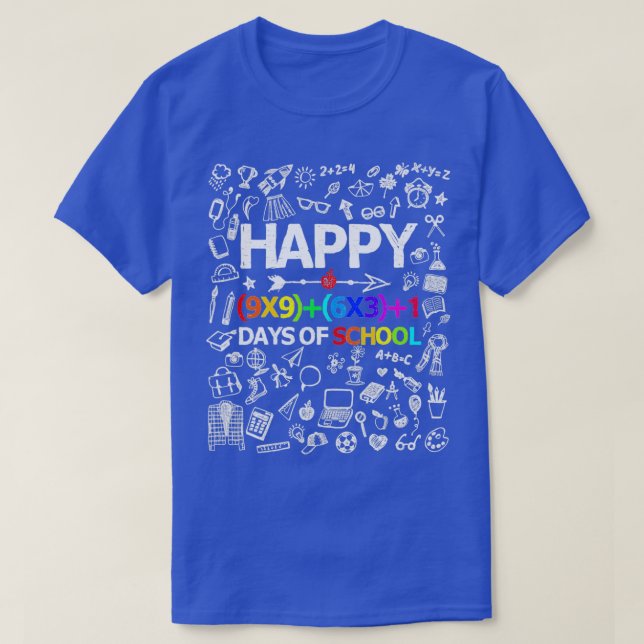 Math Formula 100 Days Of School Boys Girls Teacher T-Shirt (Design Front)