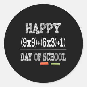 Math Formula 100 Days Of School  Classic Round Sticker
