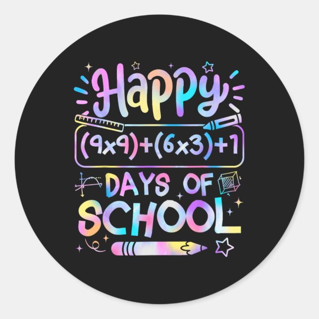Math Formula 100 Days Of School Funny Math Teacher Classic Round Sticker (Front)