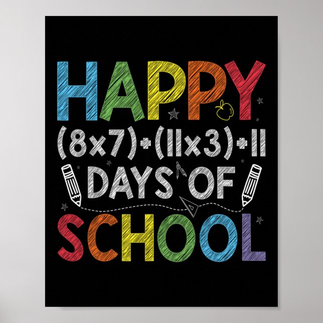 Math Formula 100 Days Of School Funny Math Teacher Poster (Front)