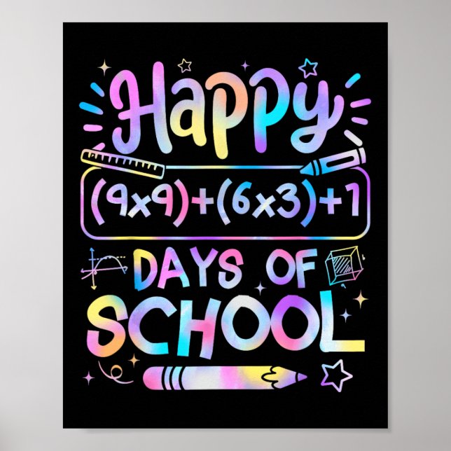 Math Formula 100 Days Of School Funny Math Teacher Poster (Front)