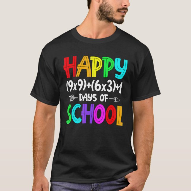 Math Formula 100 Days Of School Funny Math Teacher T-Shirt (Front)