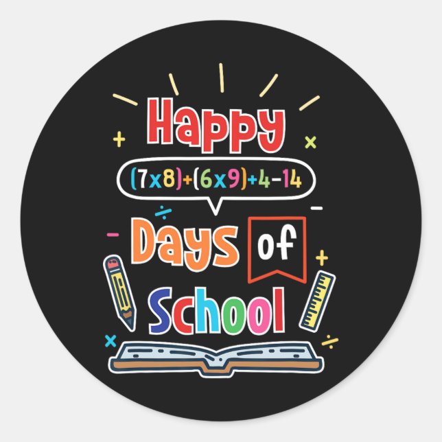Math Formula 100 Days Of School Happy 100th Day Of Classic Round Sticker (Front)