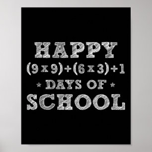 Math Formula 100 Days Of School Kid Boys Girls Tea Poster