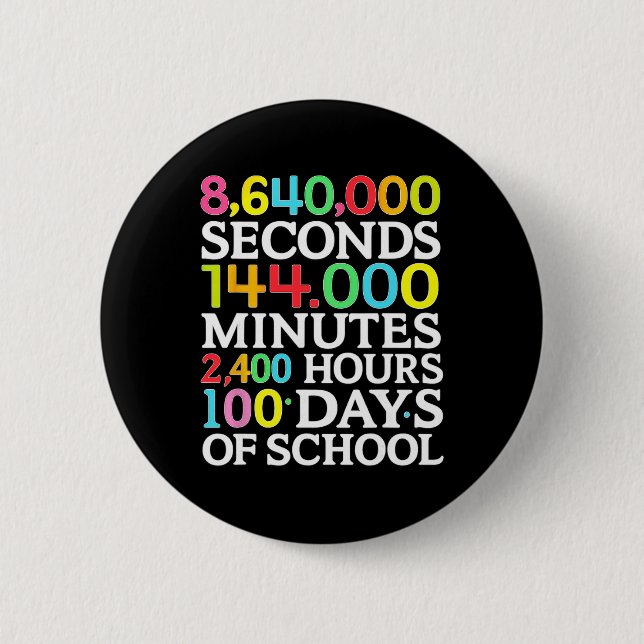 Math Formula 100 Days Of School Math Teacher Kids  2 Inch Round Button (Front)
