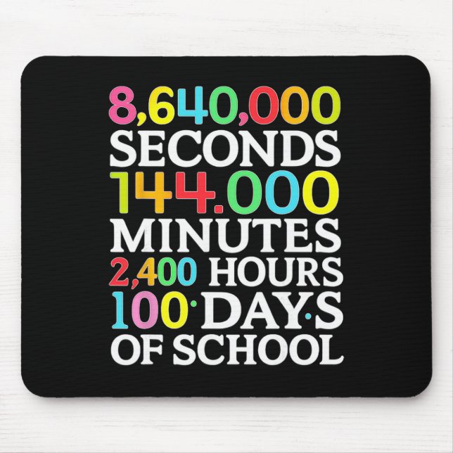 Math Formula 100 Days Of School Math Teacher Kids  Mouse Pad (Front)