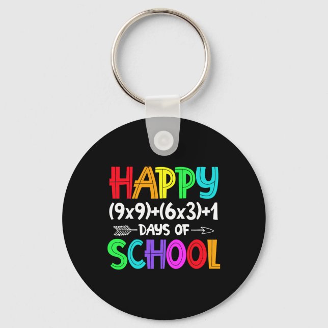 Math Formula 100 Days Of School Shirt Math Teacher Keychain (Front)