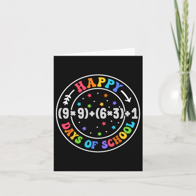Math Formula Happy 100 Days Of School Funny Math T Card (Front)