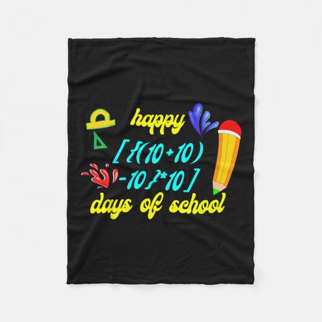 Math Formula Happy 100 Days Of School Funny Math T Fleece Blanket (Front)