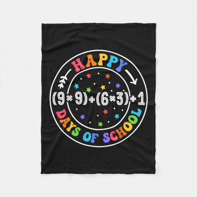 Math Formula Happy 100 Days Of School Funny Math T Fleece Blanket (Front)