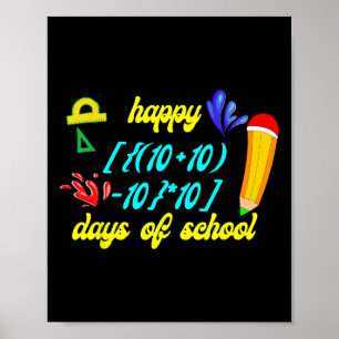 Math Formula Happy 100 Days Of School Funny Math T Poster