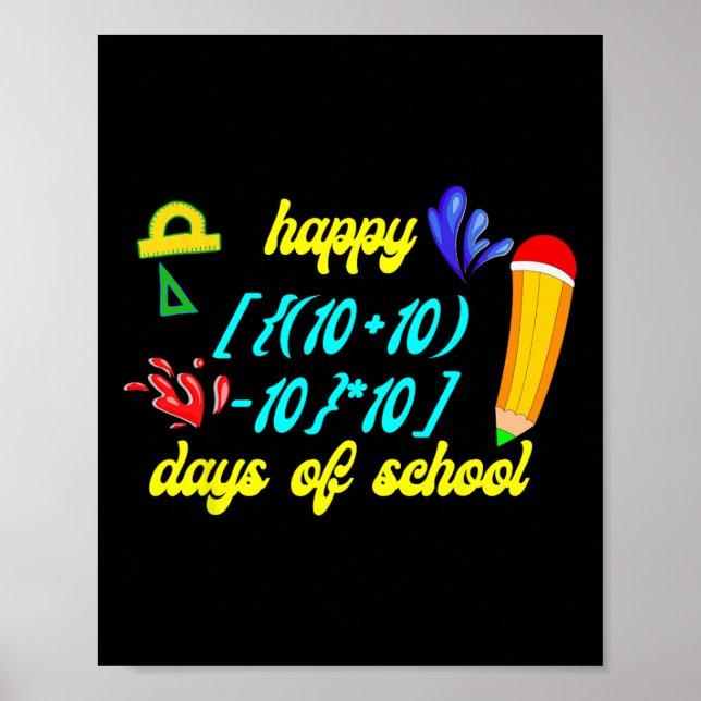 Math Formula Happy 100 Days Of School Funny Math T Poster (Front)