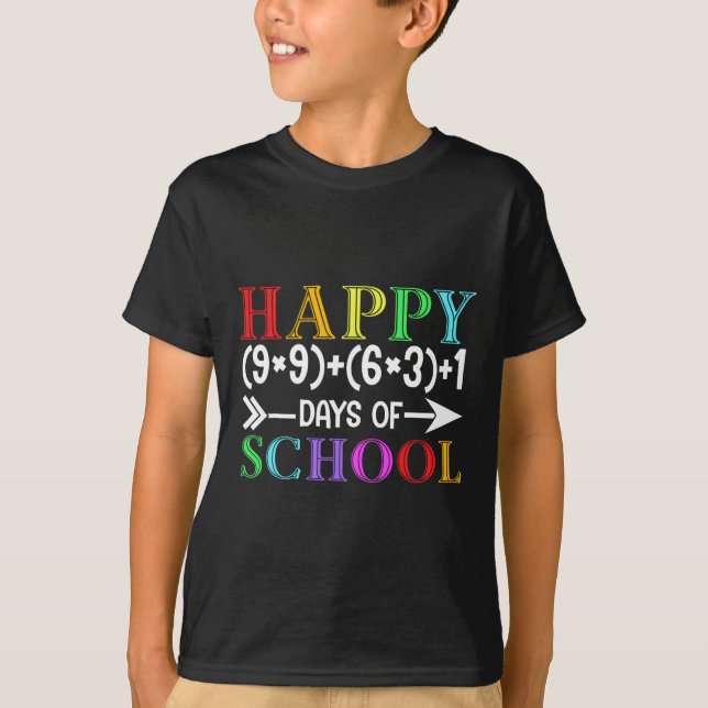 Math Formula Happy 100 Days Of School Funny Math T T-Shirt (Front)