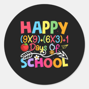 Math Formula Happy 100 Days Of School Math Teacher Classic Round Sticker