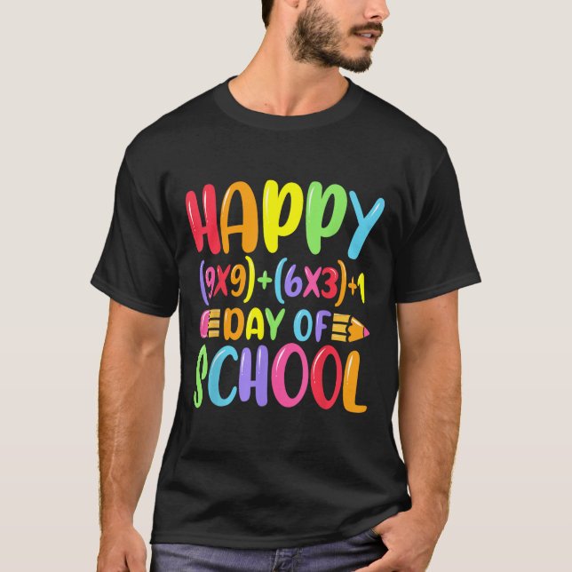 Math Formula Happy 100 Days Of School Teacher Math T-Shirt (Front)