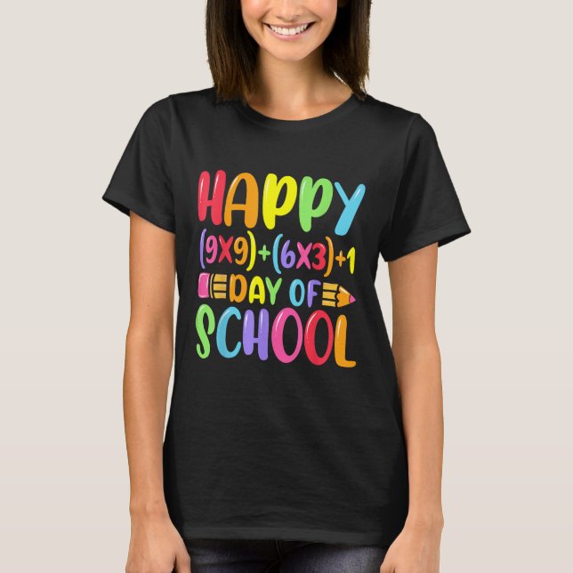 Math Formula Happy 100 Days Of School Teacher Math T-Shirt (Front)