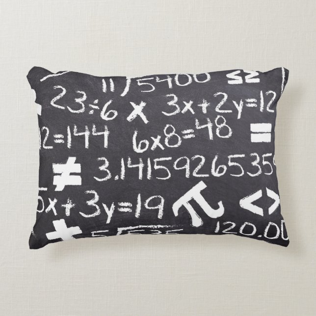 Math Formulas and Equations Black and White Accent Pillow (Front)