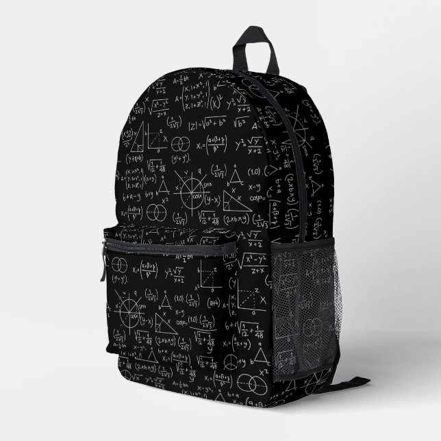 Math Formulas Geek Printed Backpack (Back Corner Right)