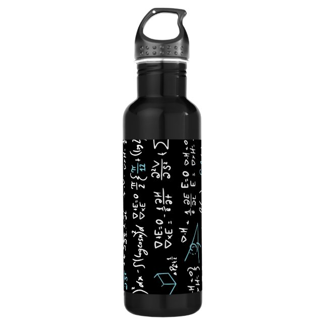 Math formulas mathematics physics student teacher  710 ml water bottle (Front)