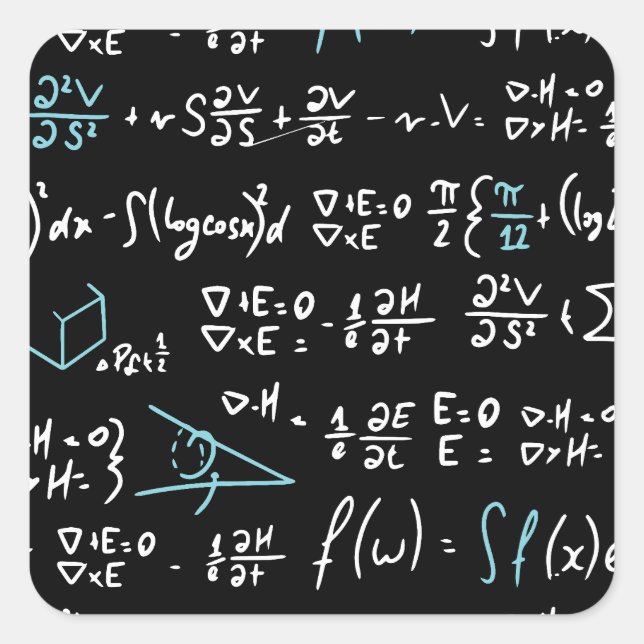 Math formulas mathematics physics student teacher  square sticker (Front)