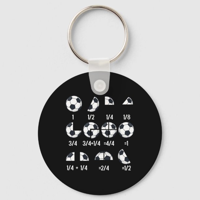 Math Fraction Soccer Teacher Sport Education Tee  Keychain (Front)