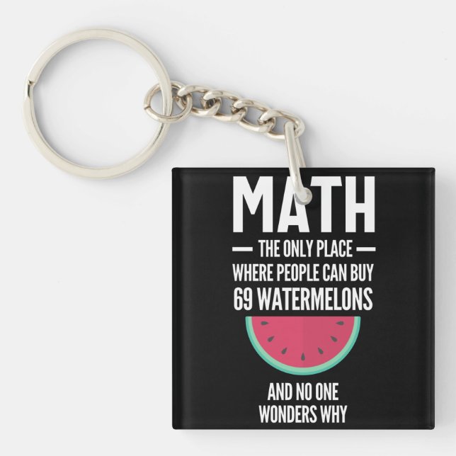 Math. Funny Math Sarcasm Quote Gift Keychain (Front)