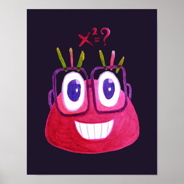 Math Geek Cute Algebra Mathematician Kids Poster (Front)