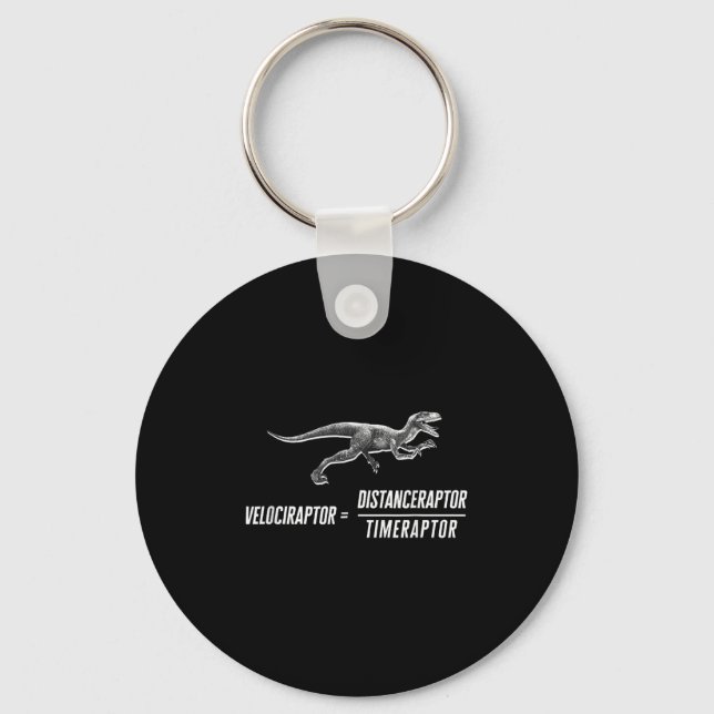 Math Geek Dinosaur Velociraptor Equation V2  Keychain (Front)