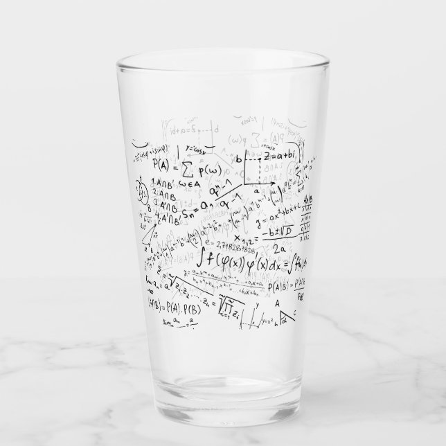 Math Geek, Mathematics Problem Solving Pattern Glass (Front)