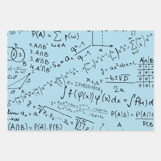 Math Geek, Mathematics Problem Solving Pattern Wrapping Paper Sheet (Front)