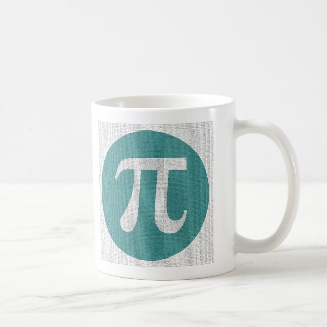 Math geek Pi symbol, blue circle and digits. Coffee Mug (Right)