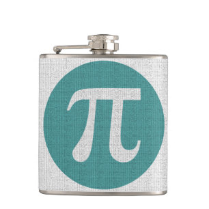 Math geek Pi symbol, blue circle and digits. Hip Flask