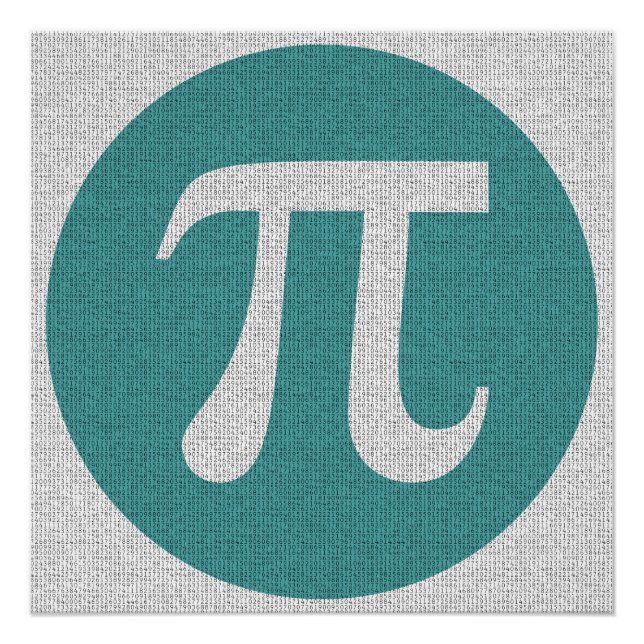 Math geek Pi symbol, blue circle and digits. Poster (Front)