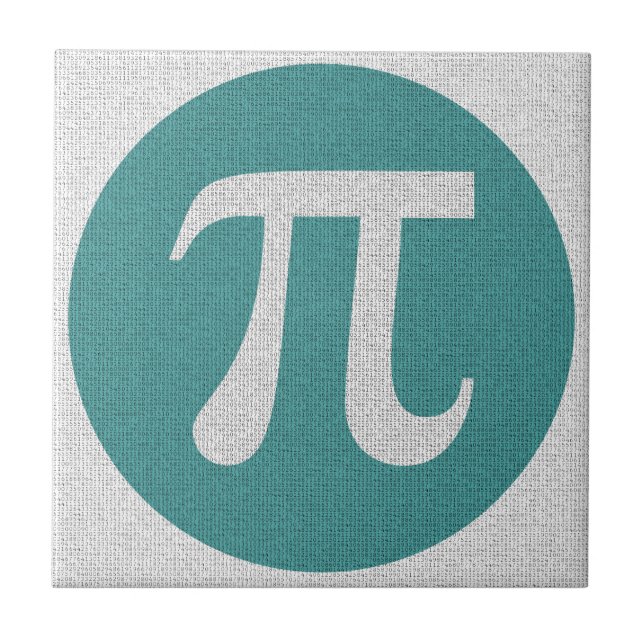 Math geek Pi symbol, blue circle and digits. Tile (Front)