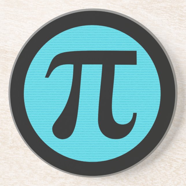 Math geek Pi symbol, blue on black Coaster (Front)